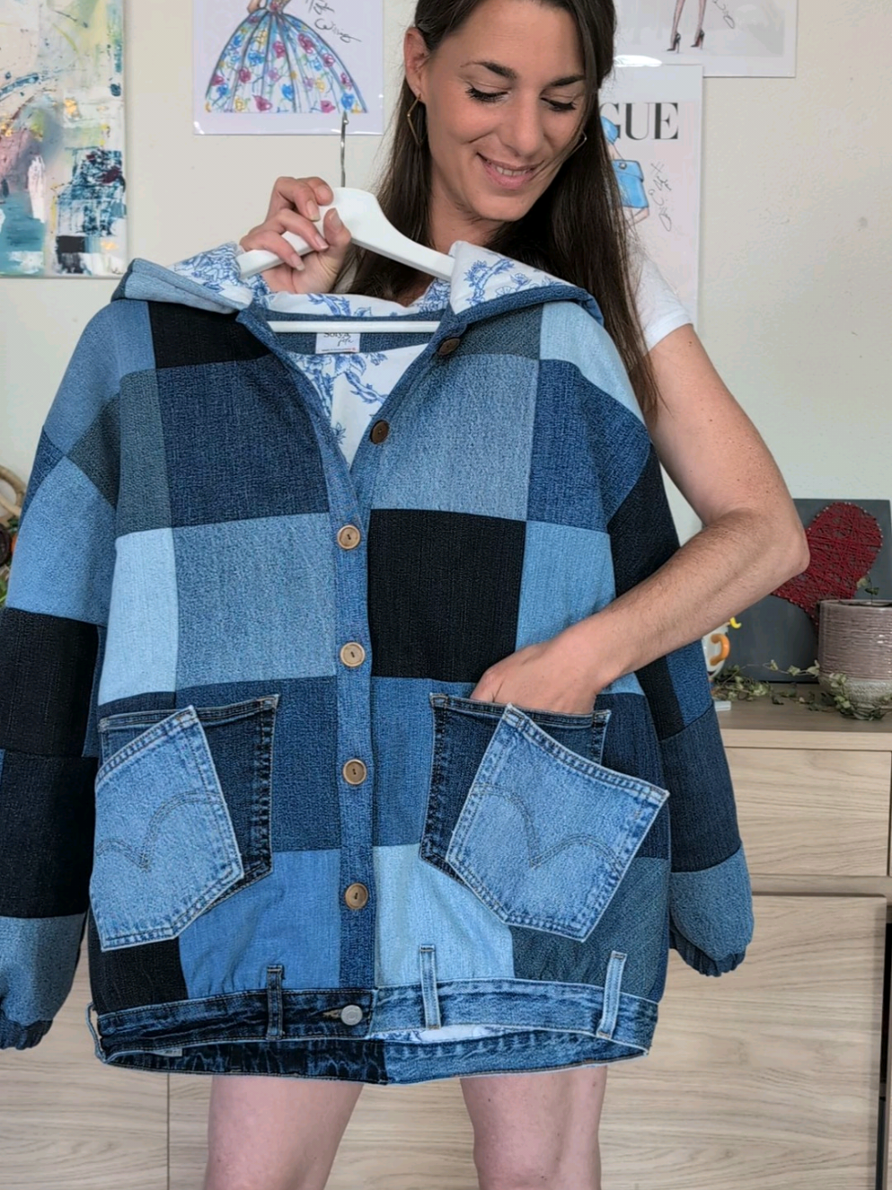 Veste 100% jean de récup pour une commande spéciale 😍 #upcycling #denim #vesteenjean #handmad #couture 