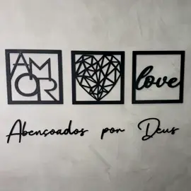 Kit com 3 Quadros Decorativos + Frase Abençoados por Deus - Decoração para Sala e Quarto em mdf #quadro #decorativo #frases #sala #mdf 