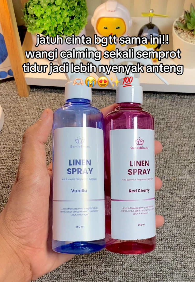 wanginya enakk bgtt pliss bikin tidur jadi lebih nyenyak dan anteng 🫶🏻😭💯✨ #roomspray #linenspray #gentlebloomlinenspray #pengharumkamar #pengharumruangan 