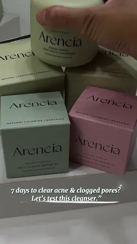7 days. That’s all it took for my acne & clogged pores to start clearing up 🌿🍚 The Arencia Fresh Green Rice Mochi Cleanser is a 3-in-1 daily cleanser, light makeup remover & quick mask — gentle, yet powerful. Clinically proven to: ✔️ Reduce blackheads & clogged pores ✔️ Improve skin texture & hydration ✔️ Reveal clear, glowing, glass-like skin ✨ This might just be my new acne solution 💚”#•	#acne #acnetransformation  #beauty  #skincare #tiktokmademebuyit @Arencia 