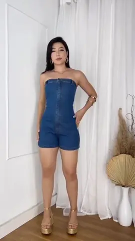 MACAQUINHO TOMARA QUE CAIA COM ELASTANO MODA BLOGUEIRA JARDINEIRA JEANS FEMININA.        ##elegante##foryoupagee##macaquinho##modafemininatiktok