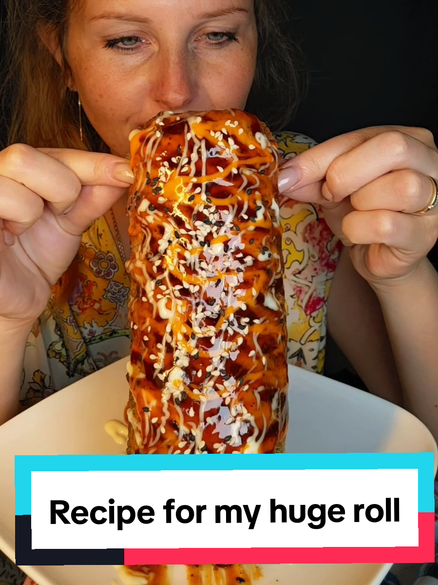Recipe for my huge roll. #Recipe #sushi #homemadefood #asian #videoviral 