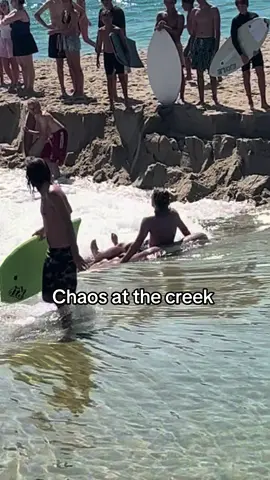 Contest chaos at the creek #skimboarding #creek #fun #sunday #vibes 