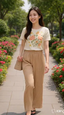 Quần suông ống rộng nữ lưng cao kẻ sọc chất liệu đũn xốp mặc nhẹ và mát 