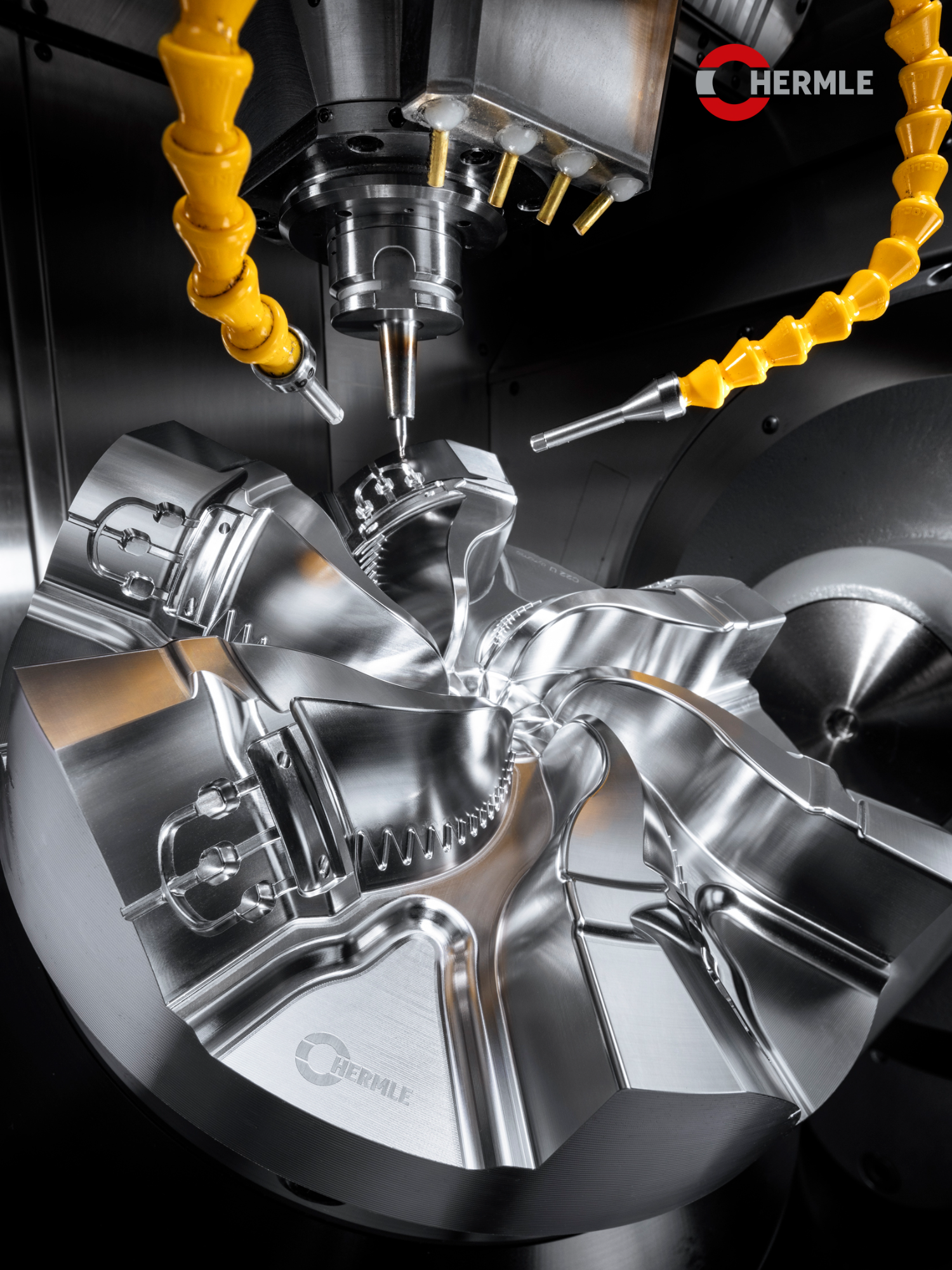 Machine Monday 👏 An impressive piece spun up on the C 22. See this part machined live at the 2025 HERMLE 5-Axis Summit. Register now – 5axissummit.com Machine: C 22 ✅ Part: Fan Impeller Tool Mold ✅ Material: 1.2343 - 54 HRC ✅ Industry: Die and mold making ✅ Workholding: @langtechnik✅ CAD/CAM: Tebis ✅ Machining Time: 28 hours ✅ #HERMLE #StepUpToAHERMLE #5AxisSummit #cnc #5axis #machining #fyp #foryoupage