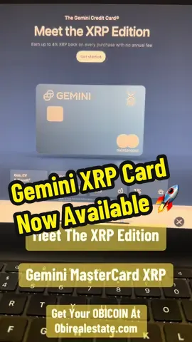 The Gemini credit card XRP edition now available. #fyp #xrp #mastercard #gemini #finance 