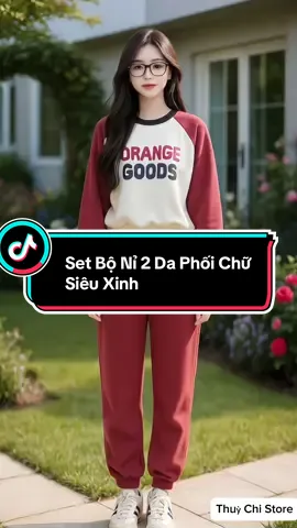 Set Bộ Nỉ 2 Da Phối Chữ Siêu Xinh. #doboxinh #thoitrangnu #xuhuong #viral #thinhhanh 