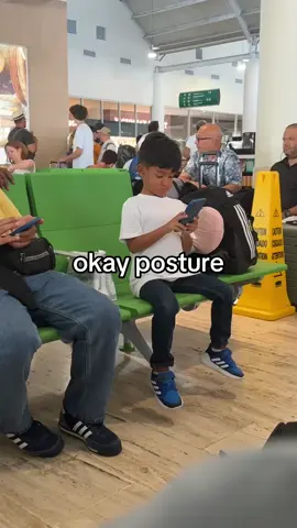 How does this little boy have better posture than me😭 #posture #airport 