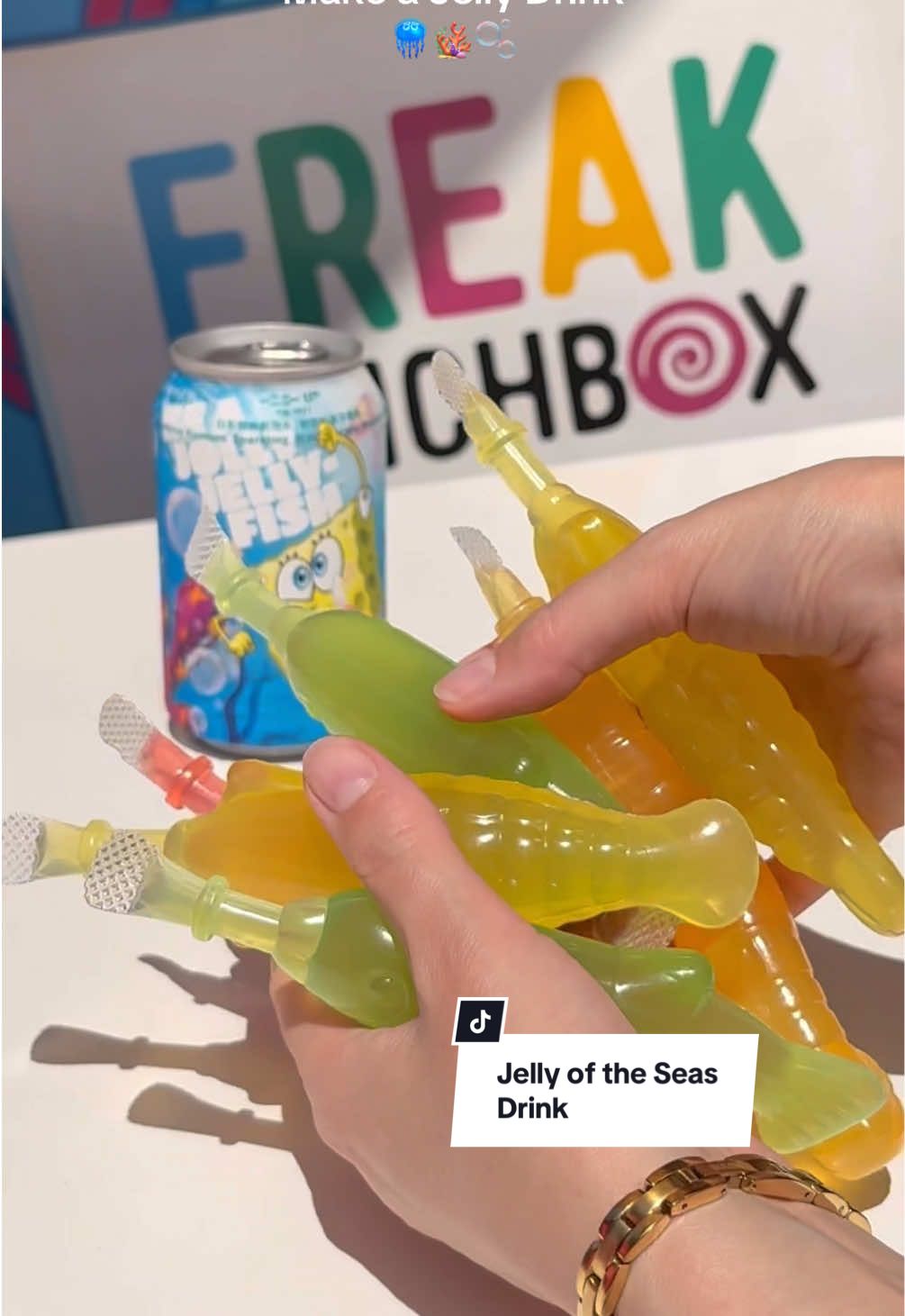 The Seahorse is so cute. Actually they all are🪼Be a Jolly Jelly Fish #jelliesofthesea #spongebobsquarepants #jellydrink 