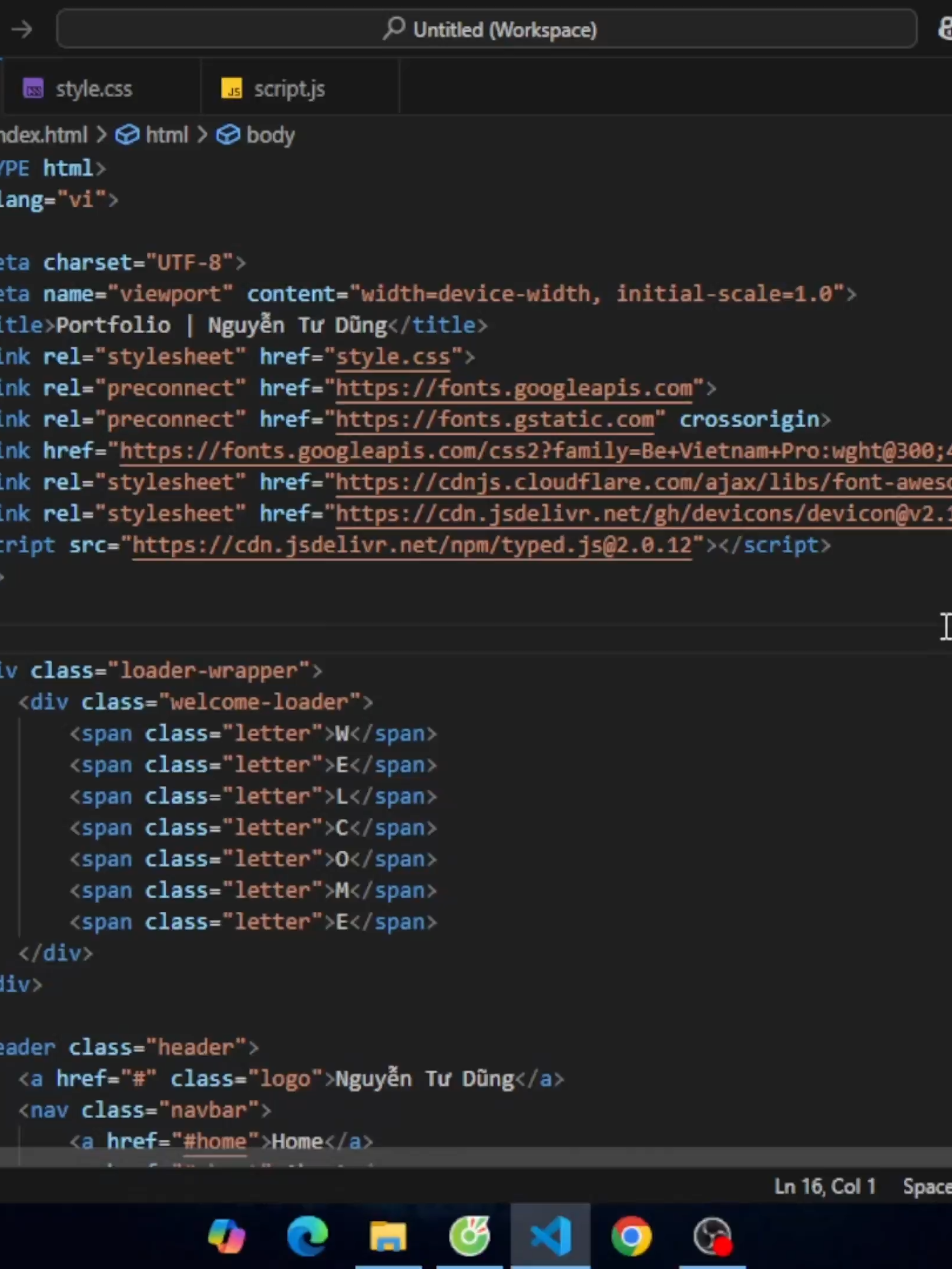 Web cá nhân 10% code, 90% làm màu🤡#capcut_edit #laptrinh #xh #web #htmlcss #javascript #xh2025🎶 #viral #remix #xuhuongtiktok #chill #vscode #capcut #profile #bacphanenglish #emhataingheremix #tamtrang