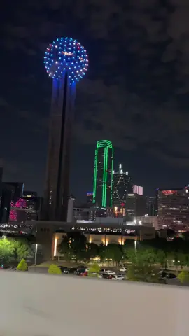 Embracing the vibrant energy from this weekend. Dallas showed out it’s city lights. ✨✨🌃  #dallastexas #citylights #reuniontower #fypage #skyline #viraltiktok 