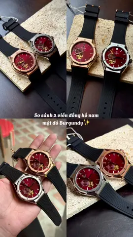 ✨So sánh 2 viền silver - rosegold mặt đồng Carnival mặt đỏ Burgundy siêu hiếm lun ạ. Anh em nào hợp màu đỏ thì không thể bỏ qua ẻm nhoaaaa 😍 #donghocarnival #donghonam #dongho #donghonhacoco #donghodep 