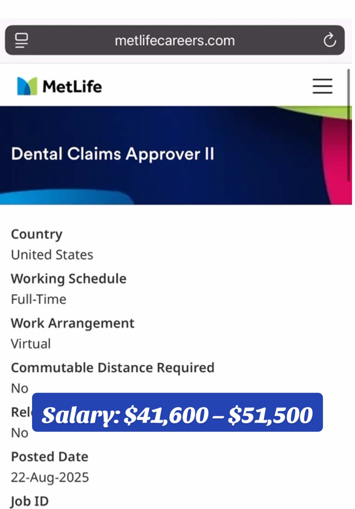 🦷 Now Hiring: Dental Claims Processor 🦷 💻 Remote (U.S.) | Full-Time 💰 Pay: $41,600 – $51,500/year + incentives 🏢 Company: MetLife ✨ What You’ll Do: ✅ Process & adjust dental claims ✅ Research discrepancies & provider issues ✅ Balance daily claim workloads ✅ Use multiple systems & suggest improvements 📌 Requirements: 	•	High School Diploma (College Preferred 🎓) 	•	Strong research & analytical skills 🔎 	•	Microsoft Office proficiency 💻 	•	Ability to work independently & adapt to change 🔥 Perks: Health, vision, dental | 401(k) + pension | PTO | Life insurance | Tuition assistance | Parental leave | Volunteer time off 👉 Apply now — link in comments #RemoteJobs #DentalClaims #wfhlife #WorkFromHome #InsuranceJobs