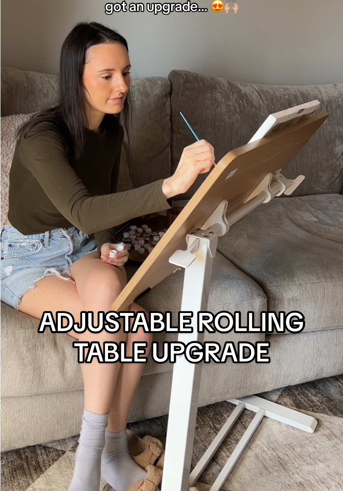 They came out with a new version of my favorite adjustable table with wheels 😍 This one tilts and folds!  #creatorsearchinsights #flexispot #adjustabletable #standingdesk #bedsidetable 
