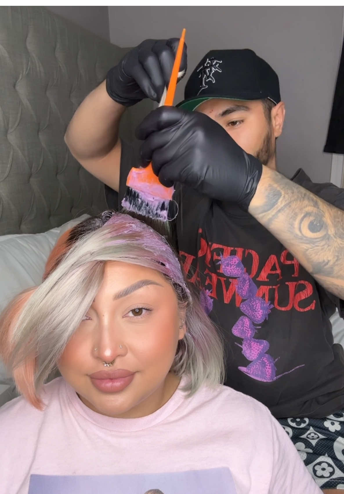 Shop @oVertone Color and use code “CREATIVENESS10” 🫶🏽🫶🏽 #antandness #couples #overtone #haircolor 