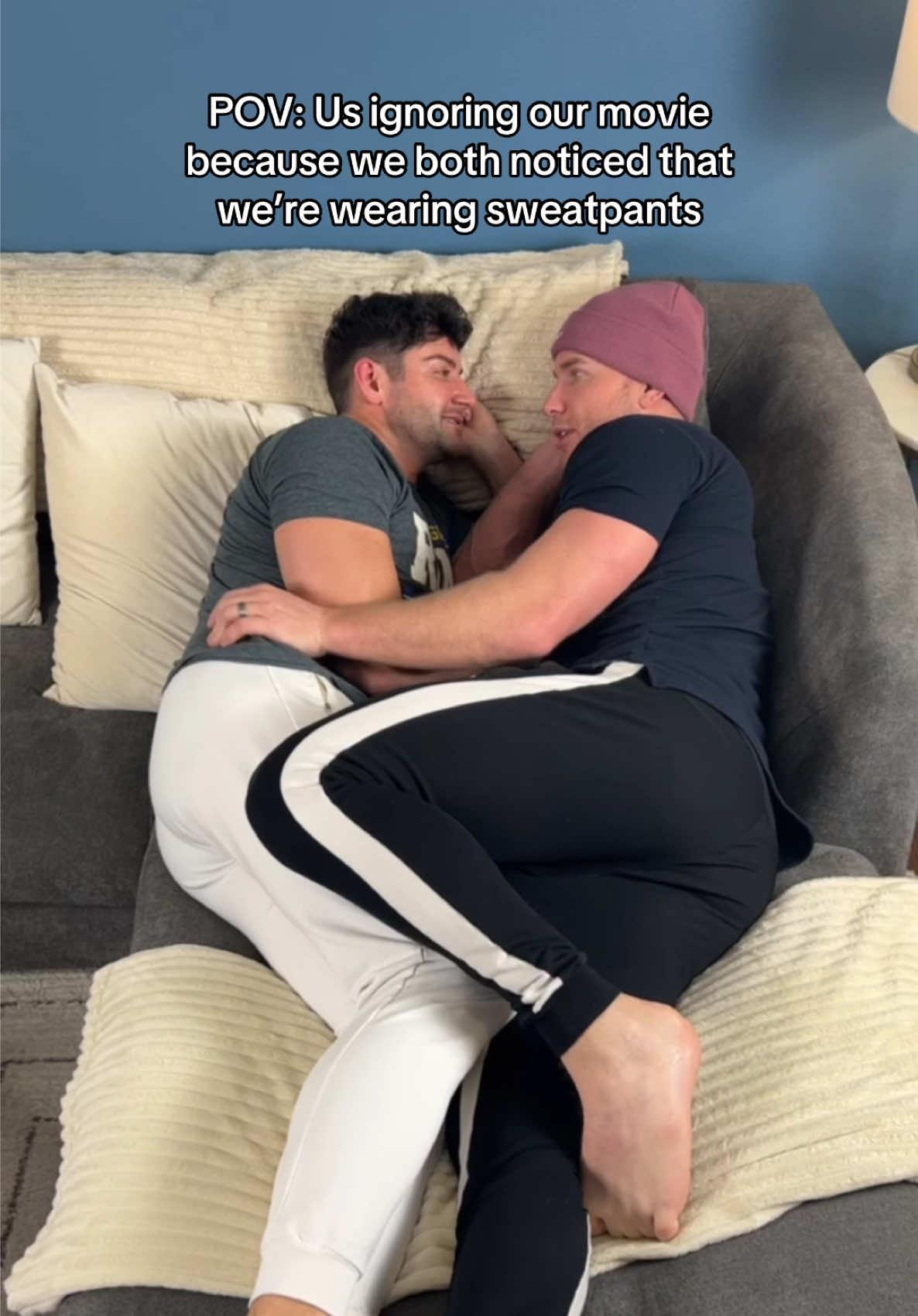 When the sweatpants storyline takes over the movie plot 👀🎬😂 #CoupleComedy #RelatableAF #POV