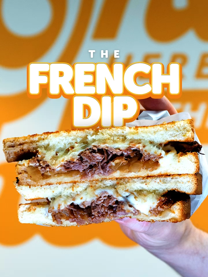 This is your sign to get the French Dip Melt. And yes, the dip comes on the side. 💯 Try the French Dip Melt! Tender pot roast, caramelized onions, provolone and mozzarella served with a savory aus jus. 📍 Find a Melty near you at lovemelty.com Follow us on IG: meltyway #Lovemelty #MeltyWay #UtahEats #FoodieTok #GrilledCheeseGoals