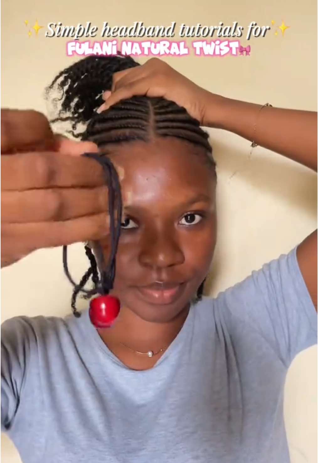 Simple headband tutorial for Fulani natural twist🎀🩷✨            Will try this twist style?? #ellencornan #naturalhair #twist #headband #naturalhairstyles #beauty #naturaltwist 