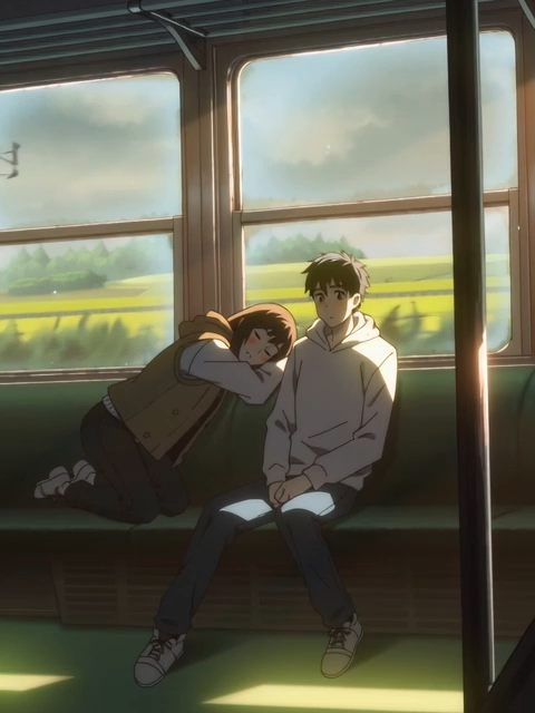 Couple on a Train 🚆 Anime Aesthetic Love Story #animeaesthetic #travel #animetiktok #romanceanime #aestheticvideos #lofimusic #couplegoals #animeedit #lovevibes💕💓