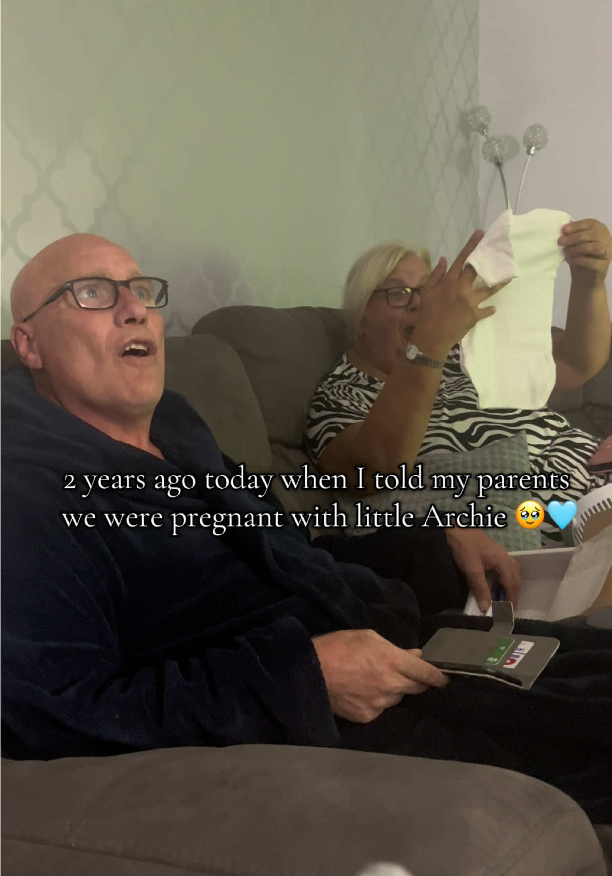 This video always makes me so emotional, but 2 years ago today we told them we were having a baby and they are the best grandparents I could ever ask for to our little Archie 🥹🩵#pregnancyannouncement #pregnancyreveal #pregnant #pregnancytest #fyp