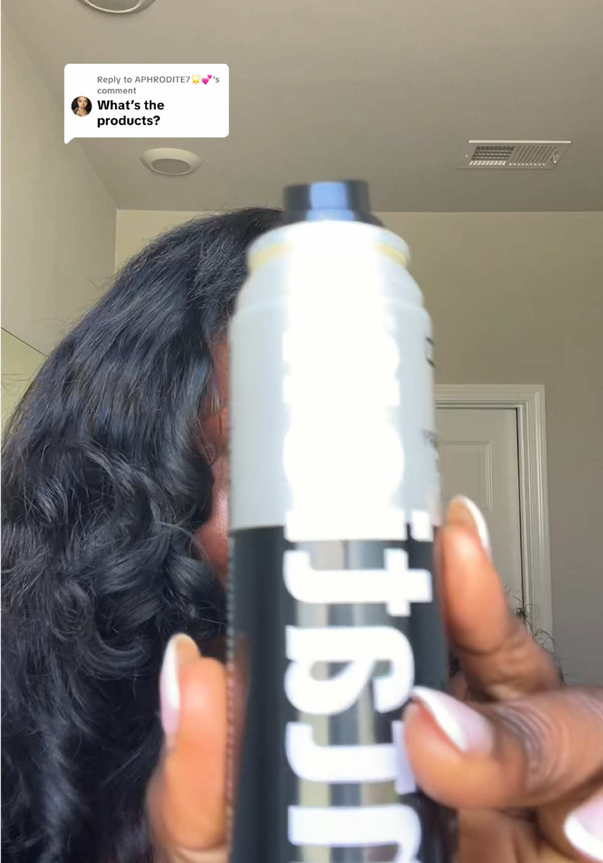 Replying to @APHRODITE7🌟💕 it’s Temporary Hair Color Spray! Got this trick from my hairstylist  Product: @redbykiss Tintation (Black) 