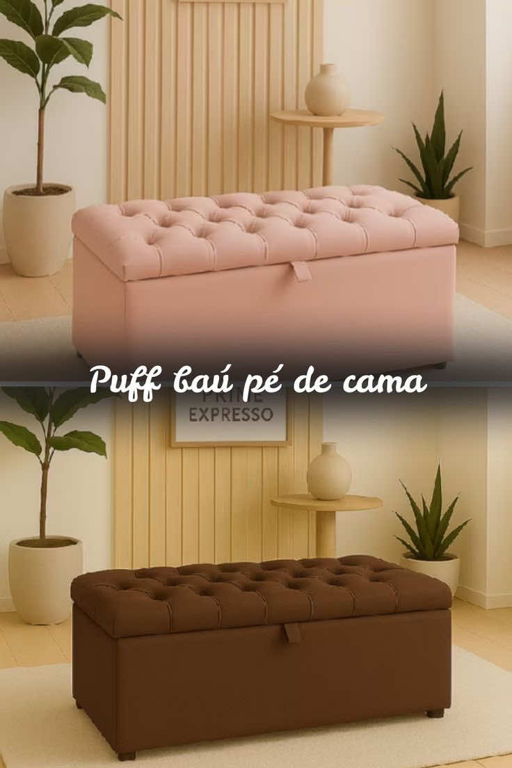 Link nos comentários👇🏻 #baú #cama #organizador #organização #puff 
