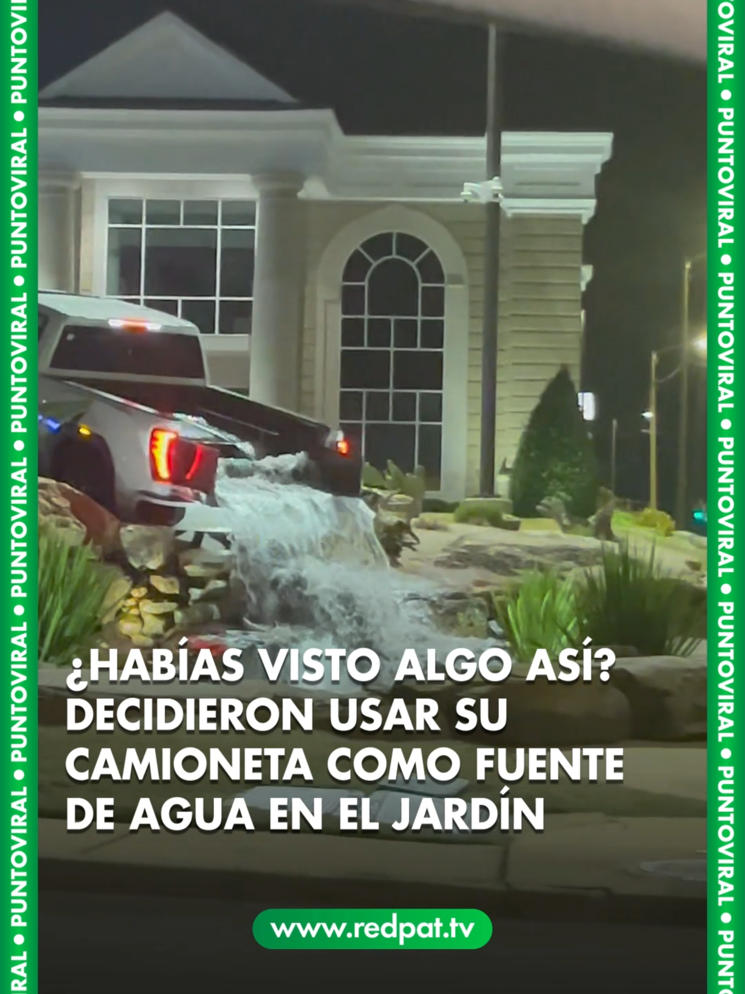 ¿Habías visto algo así antes? 😱 Decidieron usar su camioneta como fuente de agua en el jardín. #PatBolivia #patdigital #Creatividad #Insólito #NoLoVasACreer