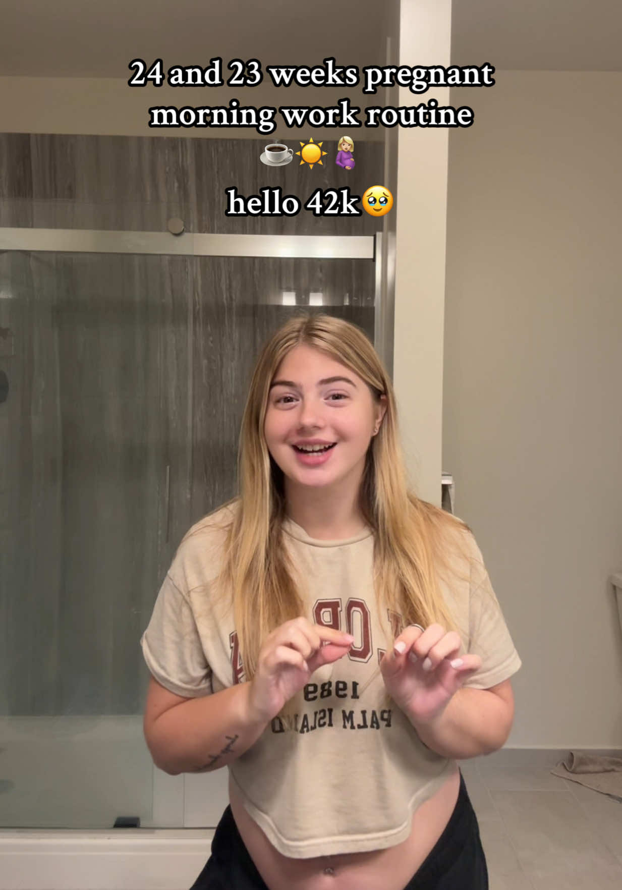 Just your average pregnant morning routine ☕🤰🏼 except today I’m celebrating 42k 🥹✨ thank you all so much 💕 #pregnancyjourney #morningroutine #pregnancytiktok #bumpdate #pregnantmama 