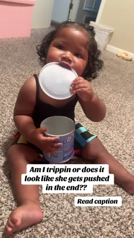 I was trying to take a video of her getting mad when she can’t get the cap back on and in the end she randomly starts tilting over and then loses her balance and I stopped the video in the end cause she looks back and turns back around and gets scared and climbs into my arms. Am I trippin or do ya’ll see it too?? I didn’t think anything of it until I watched it over again 😭 #fypシ #spooky #paranormal #tiktok #trippy 
