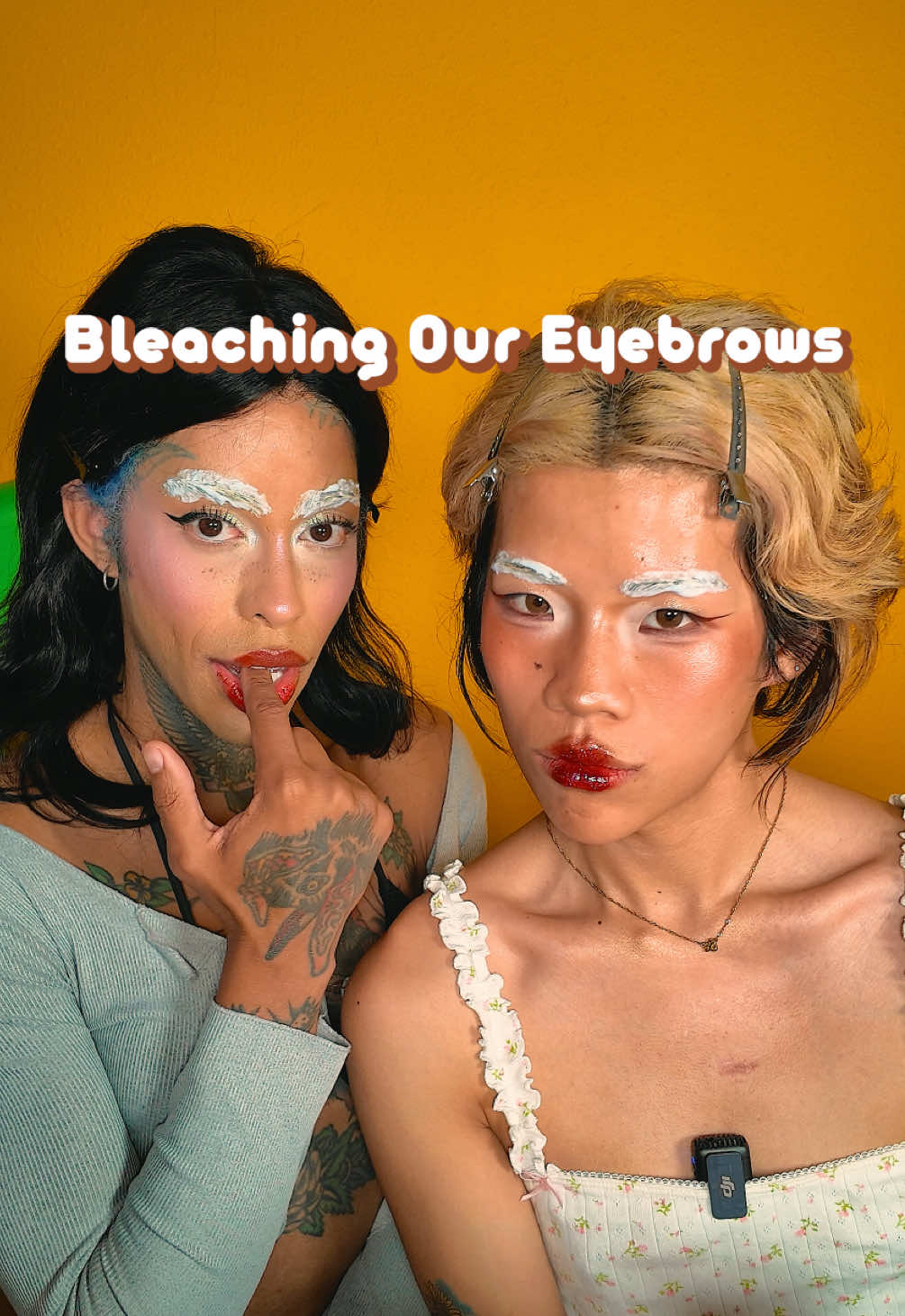 bleaching our eyebrows with @Alluringskull ⋆｡⋆୨୧˚  @Wella Professionals  • blondor powder lightener • colorcharm 20 developer