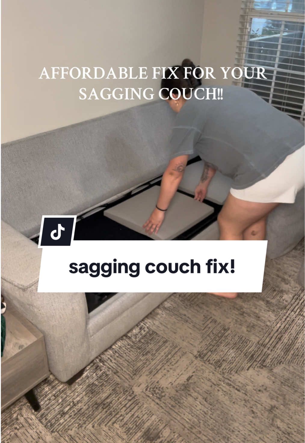 my back used to hurt everytime i sat on the couch but not anymore 🙌🏻 #easyfix #saggingcouch #couchcushions #moneysavingtips #fypシ 