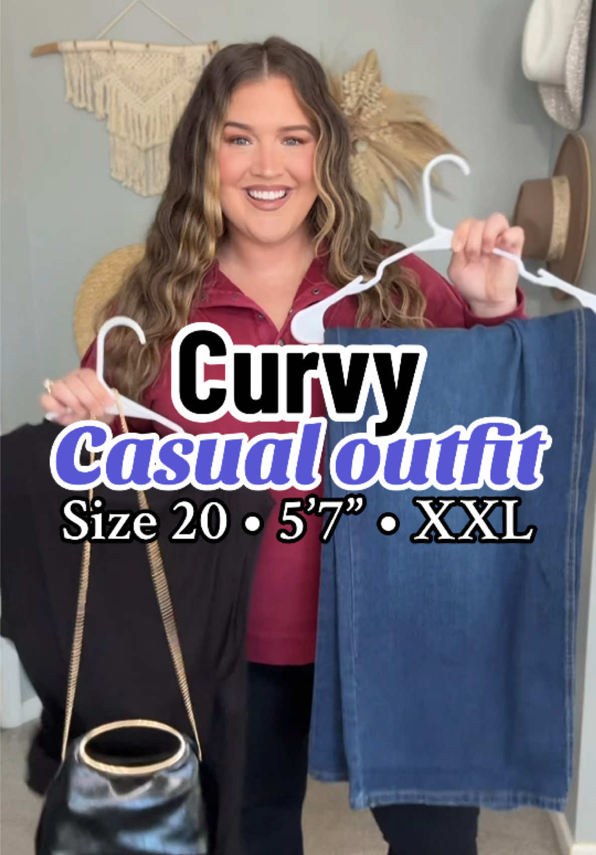 Early Fall outfit inspo with affordable pieces from Walmart 🤎🌾👖 Both pieces are plus size friendly + under $25! #OOTD #everydaystyle #fallfashion #plussizefashion #casualoutfits 