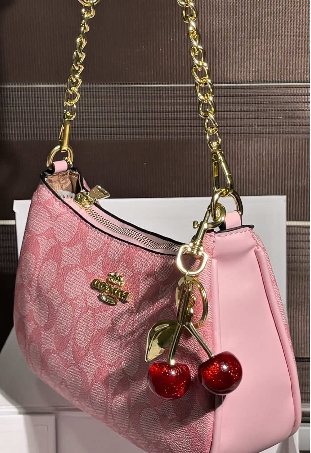 Teri shoulder bag pink💗💗💗  Incluye: caja, bolsa guardapolvo y strap adicional largo✨   Llavero cherry coach + $4,50🍒  #shoulderbag #carteras #guayaquil 