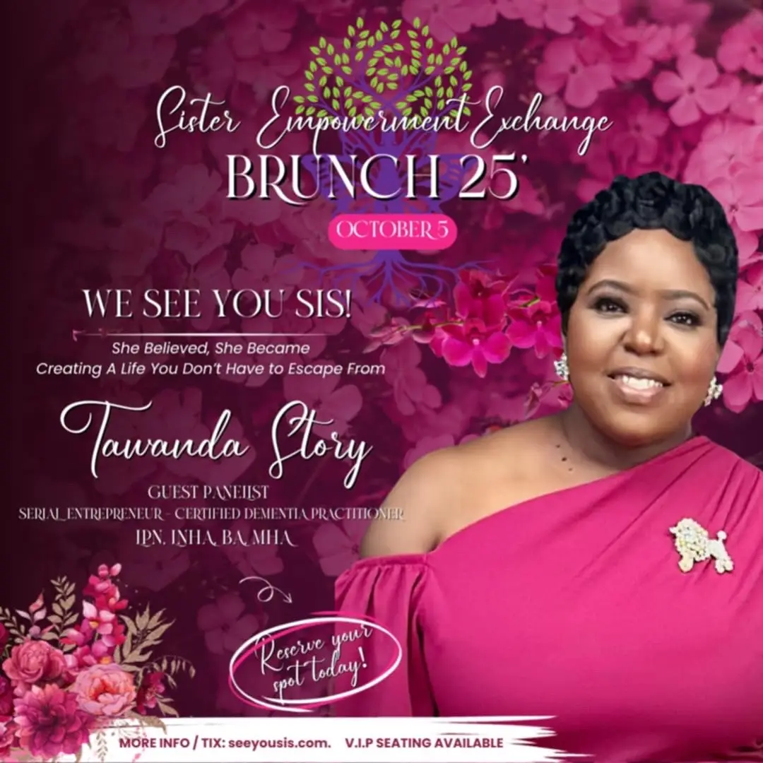 Join me! It’s going to be a TIME! 💜 Sister Empowerment Brunch 25 Panelist💜  “ Tawanda Story “ “She Believed, She Became: Creating a Life You Don’t Have to Escape From.” 📅 Sun. Oct.5- Venue Arcade 6500 W. Main, Belleville, IL- Doors Open-1pm 📍Reserve your seat today: seeyousis.com 🎟️ V.I.P. Seating Available (Limited)👇🏾 https://4798a001-8ff5-4bf9-868a-637f128c6701.paylinks.godaddy.com/ee050a20-acd2-4675-addf-cc0  🎟️ V.I.P. Tables Available (Limited)👇🏾 https://4798a001-8ff5-4bf9-868a-637f128c6701.paylinks.godaddy.com/0c9b2cdf-65c6-4f67-961b-734 Tag your sister-friends because you don’t want to miss this! #SisterEmpowermentExchange #SEEBRUNCH25 #WeSeeYouSis #NowGetDressed
