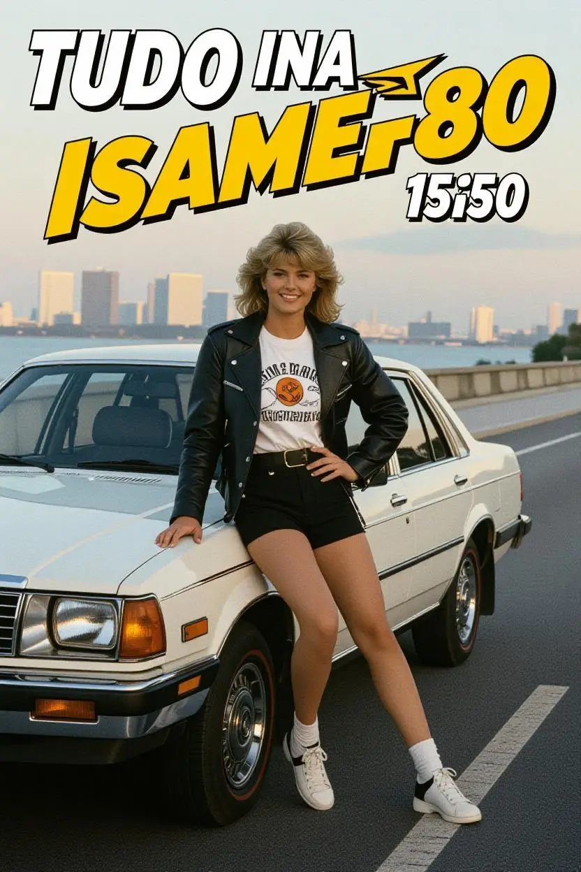 Luzes de neon pintam o céu da cidade, 1980 vive, um sonho que não se perdeu. Carros deslizam, trilha de VHS a soar, Risos de amigos, a juventude a brilhar. Arcades zumbem, moedas a rolar, Amores furtivos, um olhar a guiar. Na noite quente, o tempo a se eternizar, Saudade aperta, um passado a suspirar.