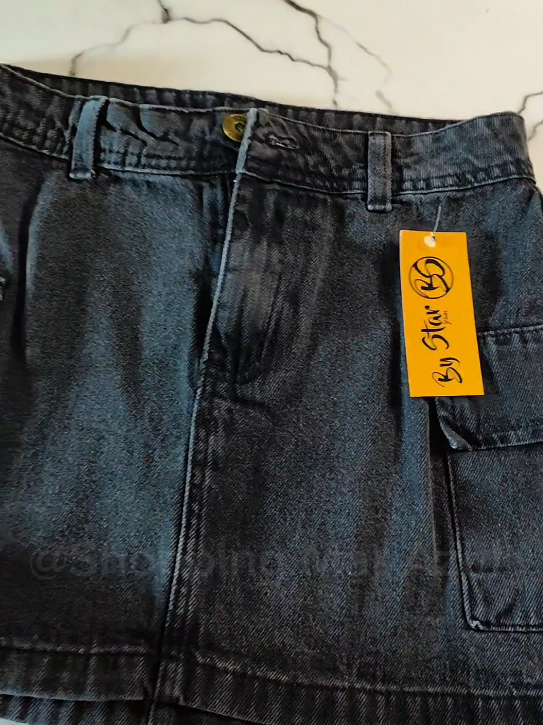 Saia Cargo Jeans Feminina Bolsas Laterais 