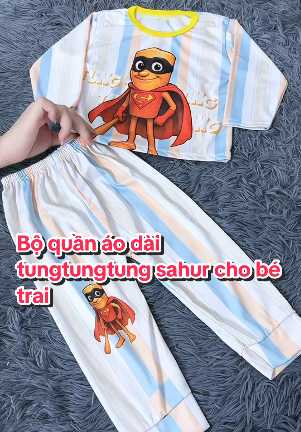 Bộ đồ thu đông dài tay cho bé trai tungtubgtung sahur có đủ size cho các bé