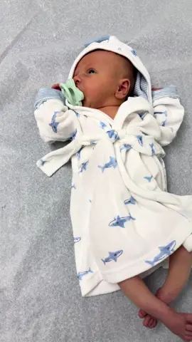 Newborn in a bathrobe 🥰 makes pediatricians appointments so much easier! 🩵 #newborn #babyhack #babyboy #fyp #cutebaby 