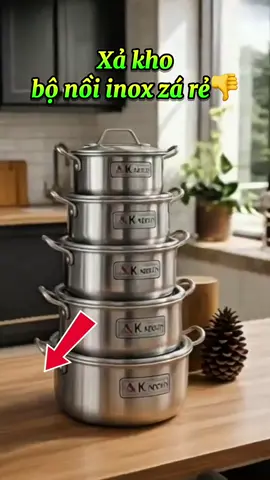 Bộ 5 nồi inox zá rẻ #bonoi #bonoiinox #giadungtienich #dungcunhabep #xuhuong 