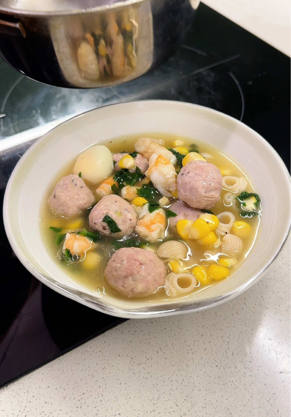 Bữa sáng của em bé Tiểu học hôm nay là món Nui viên mộc, các nguyên liệu mình đã chuẩn bị sẵn nên làm nhanh lắm #breakfast #cookingvideo 