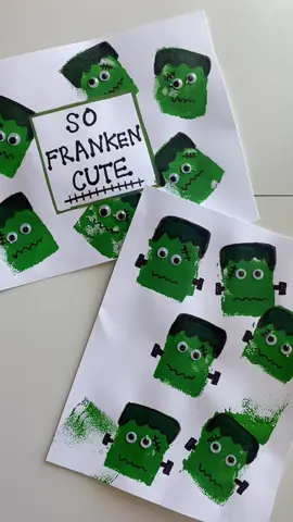 Pt. 2 Toddler Halloween Crafts 🧟‍♂️⚡️ we did some spooky process art today! stamp painting is one of our favs - it’s so versatile and the options are endless!  sponges are an affordable and easy way to stamp paint - pick up a pack from @Dollar Tree and cut them into any shape you like!  our toddler enjoyed turning these stamps into a cute Halloween craft 💚 #halloweencrafts #halloweensctivities #craftsfortoddlers #toddleractivities #toddlercrafts 