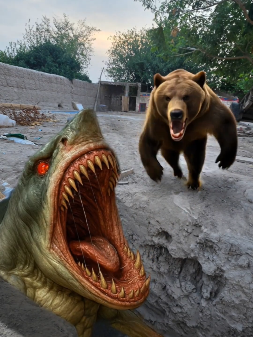 The tung tung sahur and bear in the tunnel  #tungtung #sahur #bear #animation #animal 
