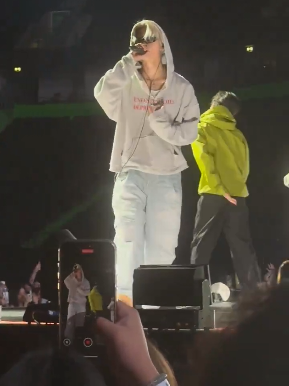 Is ni-ki pointing out his lips tattoo after singing “kiss me”?!?!?  😭😭 #WALKTHELINE_IN_MANCHESTER #ni_ki #nishimurariki #enhypenni_ki #enhypen 