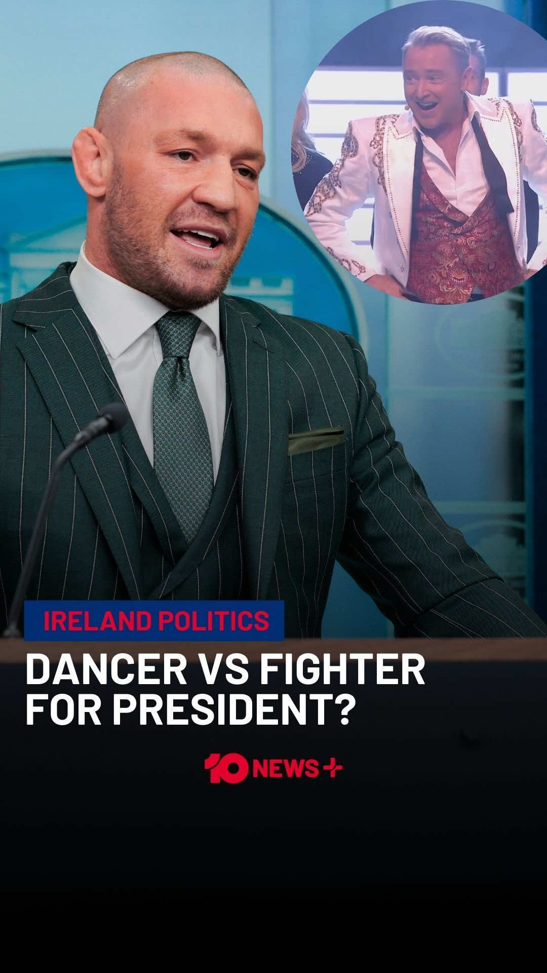 Ireland’s next presidential race is shaping up to be an interesting one - a potential showdown between a man quick with his fists and a man fast on his feet. In March, controversial UFC champion Conor McGregor announced his intention to become the head of state. And now, joining him in the ring is famed dance choreographer Michael Flatley. For the full story, click the link in the bio. Watch and stream free on 10 and YouTube. Catch up on Spotify. #ireland #president @UFC #conormacgregor #michaelflatley 