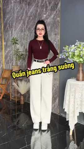 Quần jeans trắng trẻ trung phong cách#quan #jeans #myhanhstore #phoidoxinh #thoitrang 