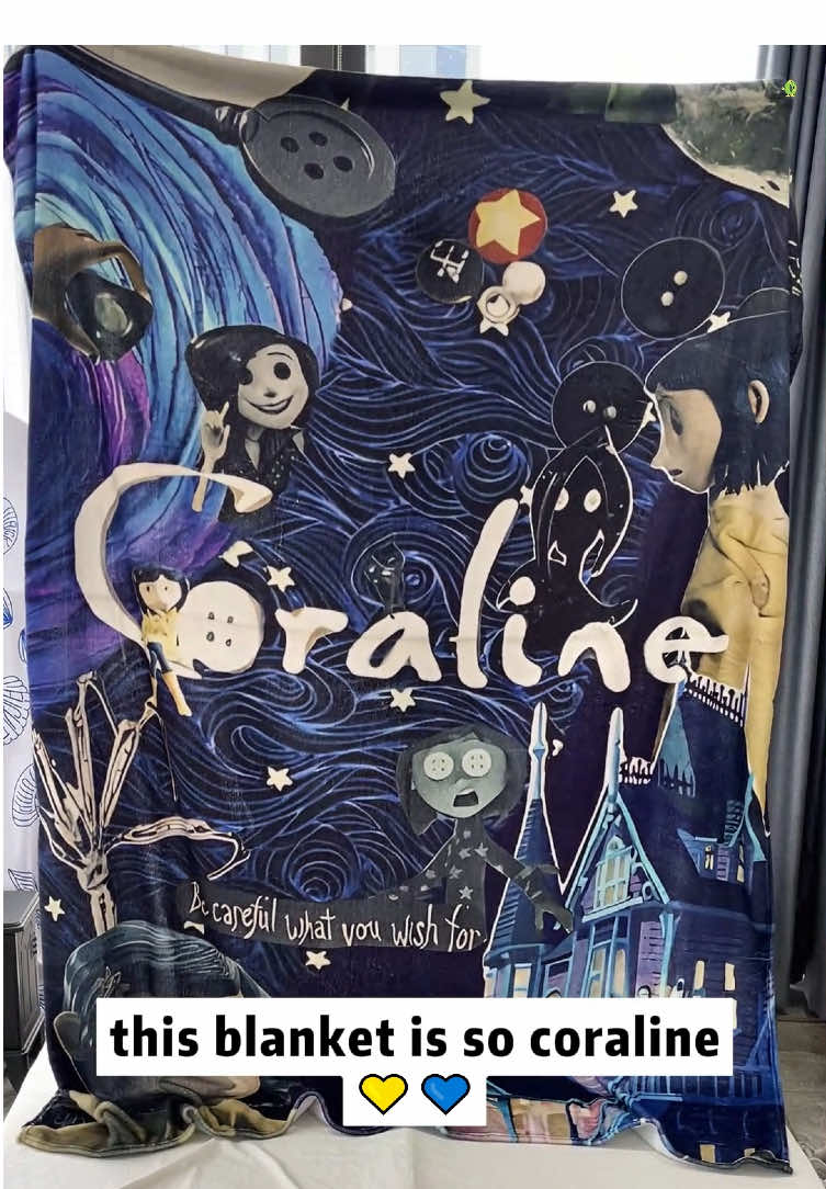 Coraline inspired blanket 🤍✨🌀 #coralinefyp #wybie #othermother #coralineylapuertasecreta #funko 