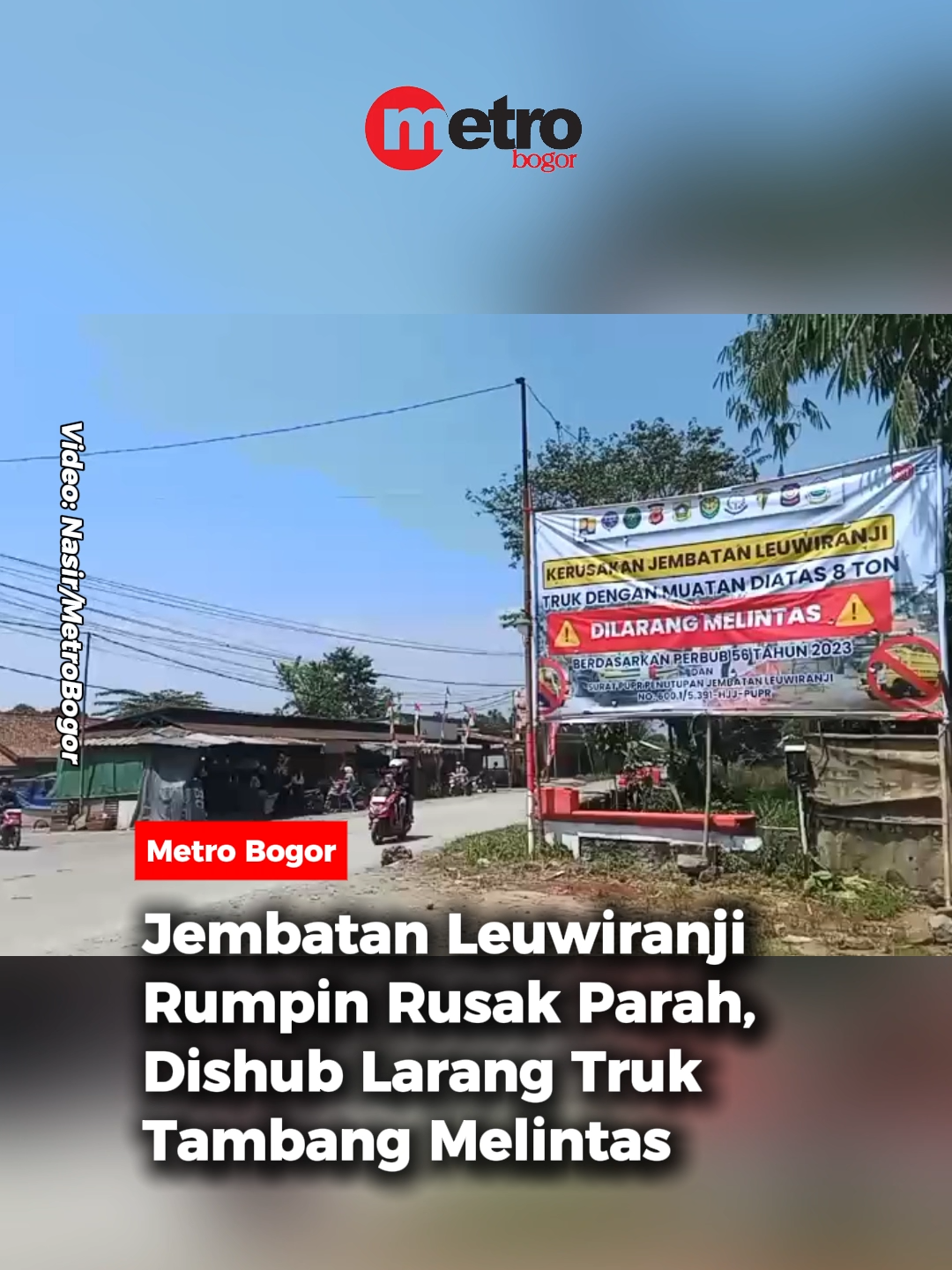 Kondisi konstruksi Jembatan Leuwiranji, Rumpin, Kabupaten Bogor kini mengalami kerusakan parah dan dinilai tidak lagi layak untuk dilintasi kendaraan berat.  Dinas Perhubungan (Dishub) Kabupaten Bogor mulai memberlakukan larangan bagi truk tambang dengan muatan lebih dari 8 ton untuk melewati jembatan tersebut.  Kebijakan ini diambil guna mencegah kerusakan yang semakin parah sekaligus mengantisipasi potensi kecelakaan. 🎥: Nasir/Metro Bogor #metrobogor #metropolitanid #bacametrobogor #jembatanleuwiranji #dishubkabbogor
