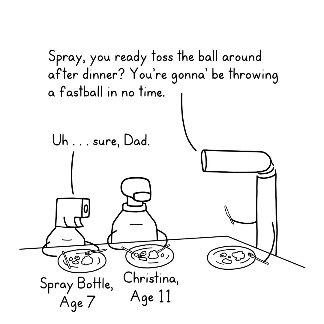 A young Spray Bottle watches his sister get into an argument with their father about ice hockey. #comicstrip #webcomic #webtooncanvas #comic 