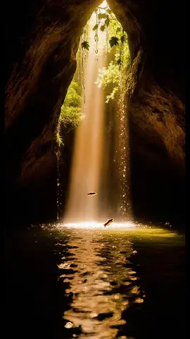 ضوء يتخلل الكهف light permeates the cave✨️ #nature #videobackground #Depths #livewallpaper #السعودية🇸🇦 