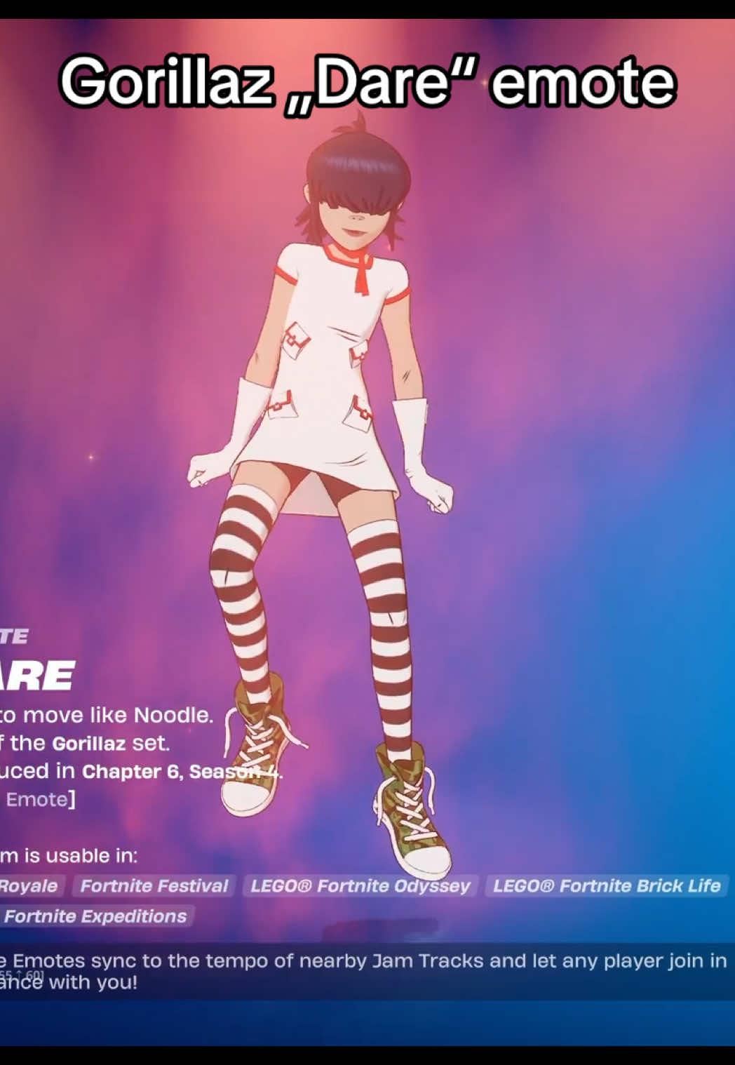 Gorillaz Dare emote in Fortnite #fortnite2025 #fortniteskins #fortnitefestival #fortnitenewseason #fortniteemotes 